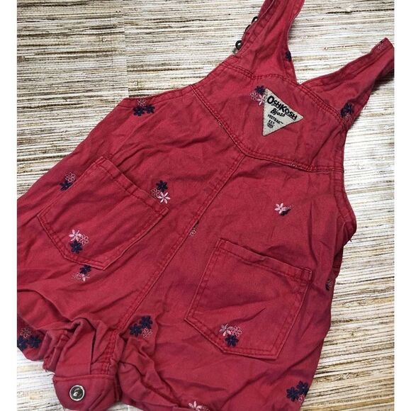 D-283  Oshkosh B’Gosh Bib shortall Overalls 100% cotton vestbak PINK 12 Month - Picture 2 of 2